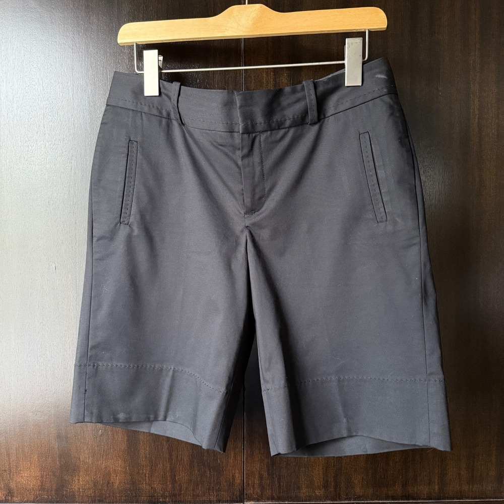 Banana Republic Martin Fit Bermuda Shorts Stretch Flat Front Black 8 Minimal